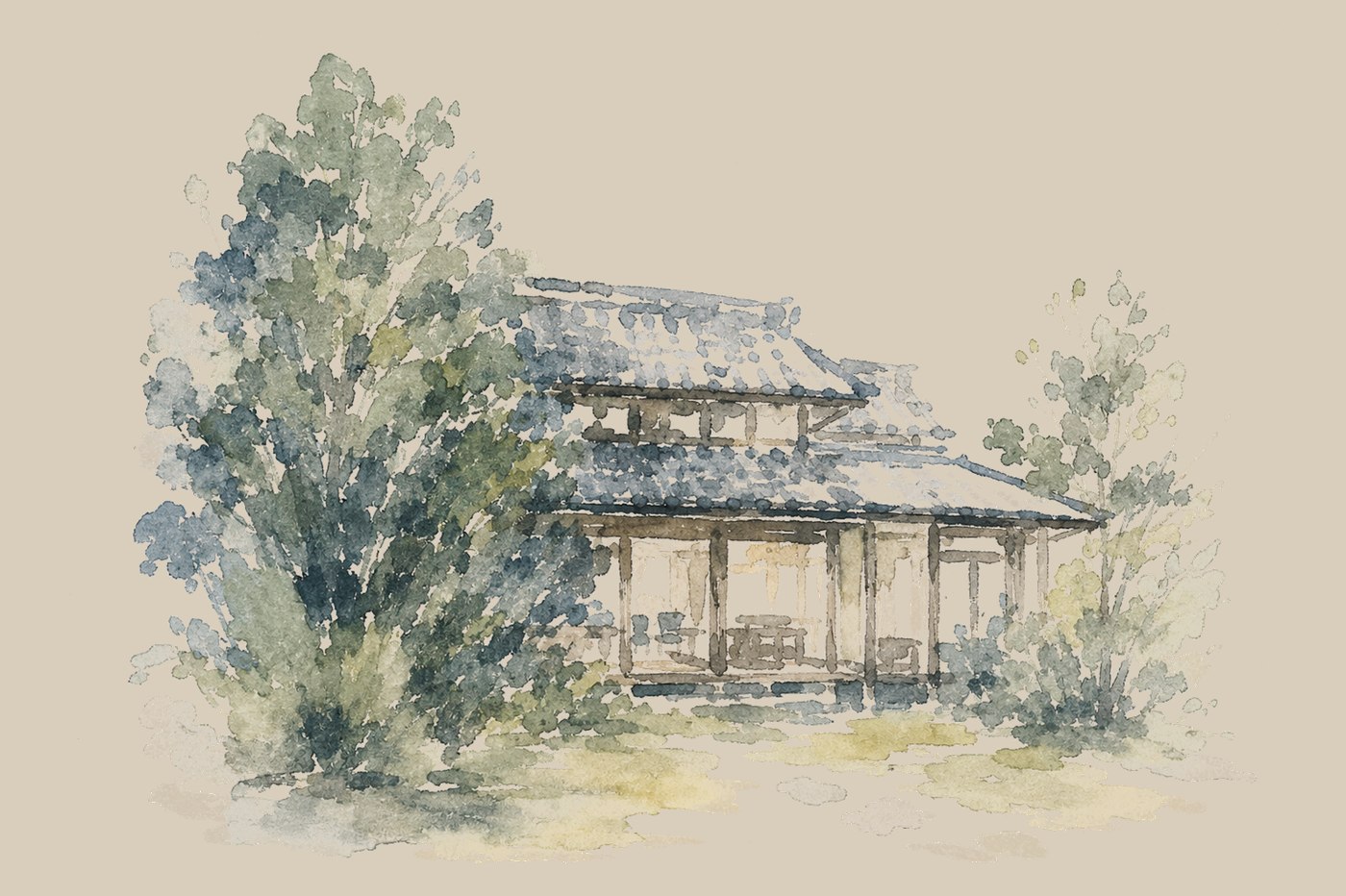 Watercolor illustration of MAYA Garden