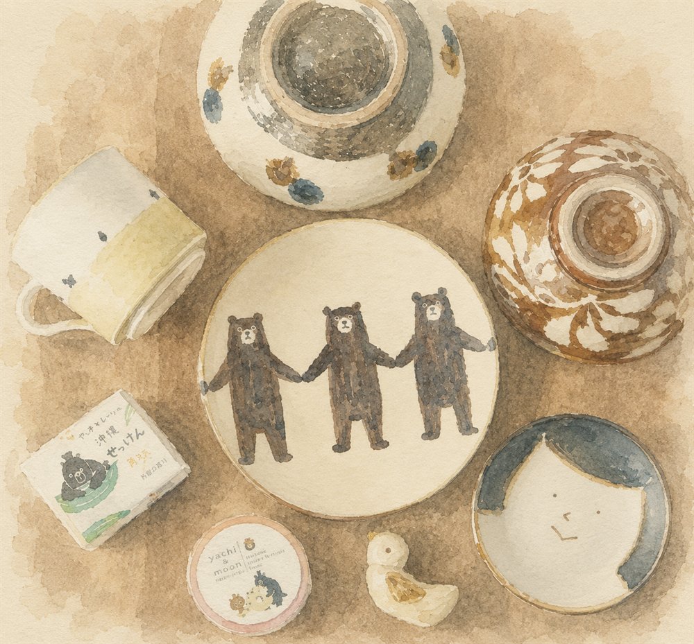 Watercolour ceramics from Yacchi and Moon